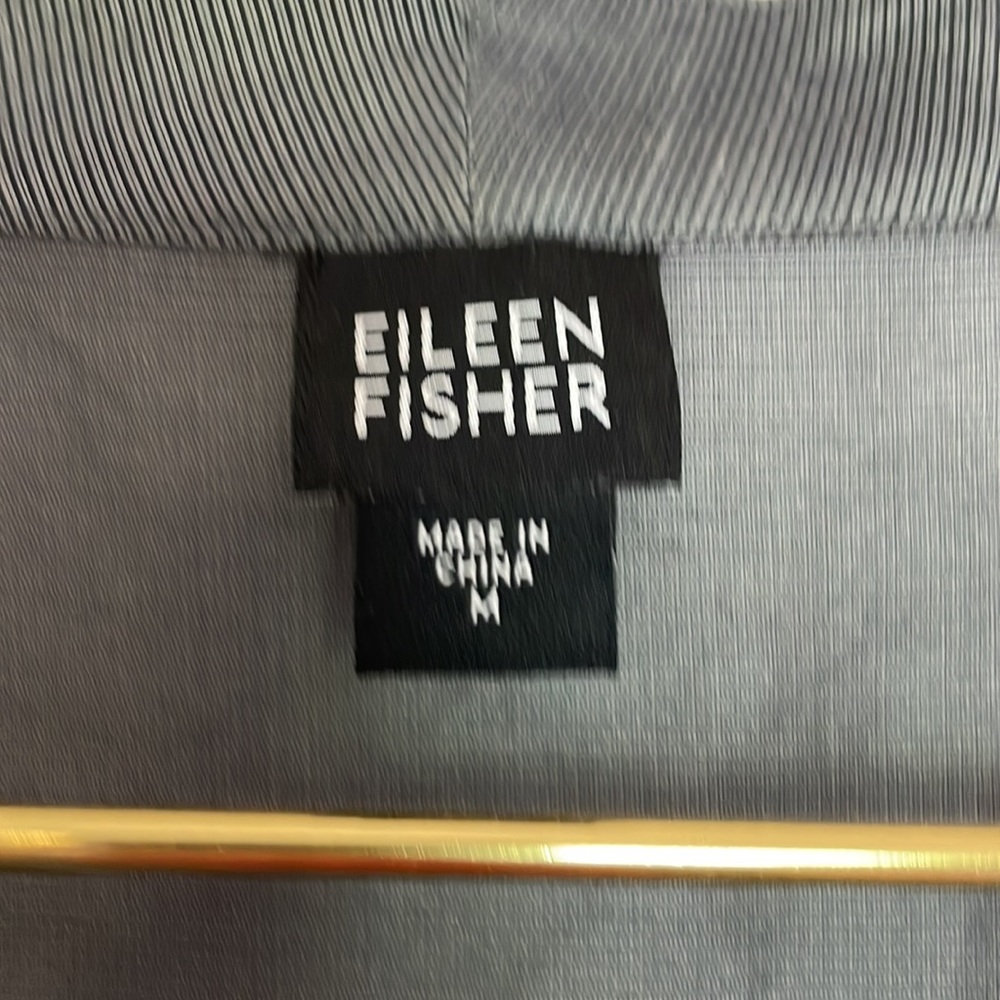 Eileen Fisher Kimono Style Linen Silk Blend Silver Gray Sheer Open Front Jacket - Picture 9 of 11